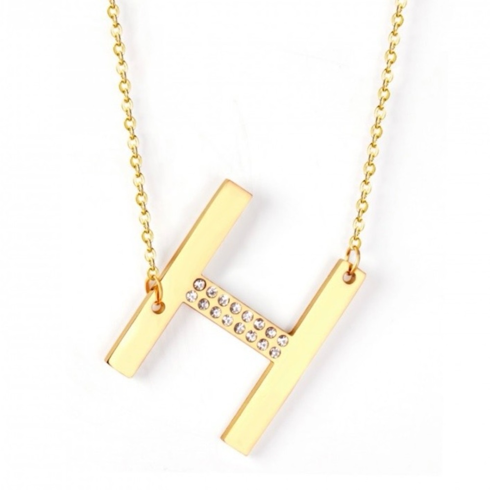 Womens Yellow Gold Plated
Sparkling Free Fall Signature-H-18” Designer Necklace